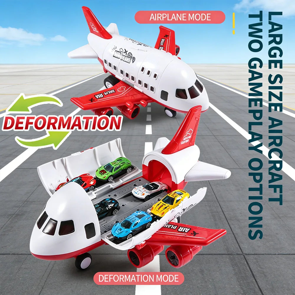 Hot Sale Large Inertial Plane Toy Set with 6 Mini Cars - Perfect Gift for Kids on Christmas/Children's Day