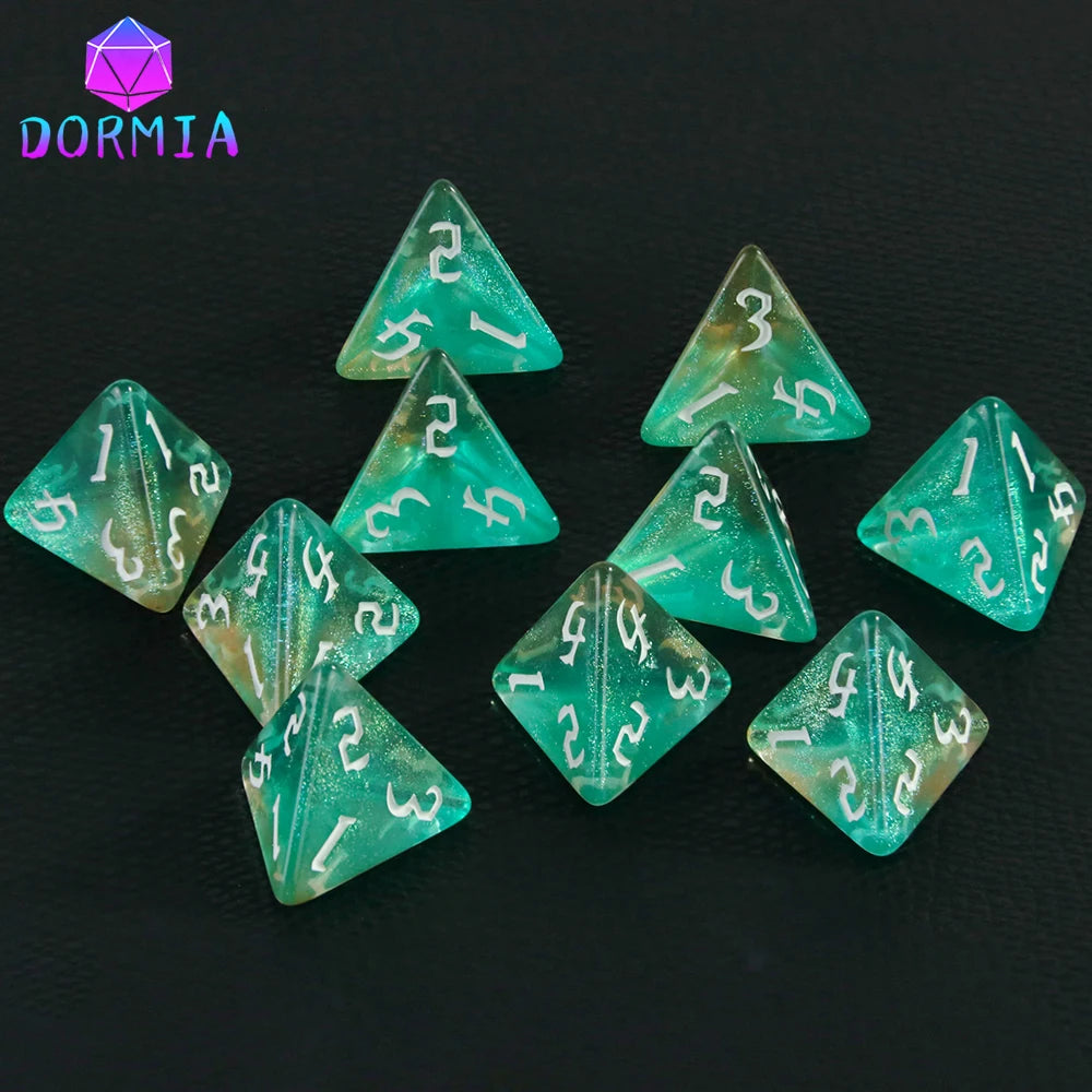 D4 Mixed Colours Polyhedral Dice High Quality 4 Sided Colourful Glitter Dice for Math Teaching Playing Tabletop Games