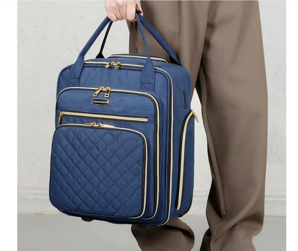 Women Business Rolling Trolley Bag Travel Wheeled Luggage Trolley Bag Mother Rolling Tote Bag Rolling Bags Carry on Hand Luggage
