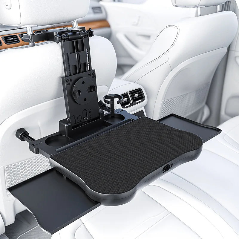 360° Rotating Car Tray Table - ABS Backseat Mount, Laptop & Drink Holder for Road Trips