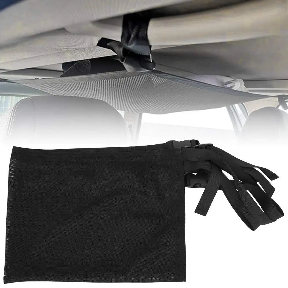 Car Ceiling Storage Net Pocket, Adjustable Roof Mesh Organizer Bag, Universal Auto Interior Roof Cargo Net for Travel Supplies