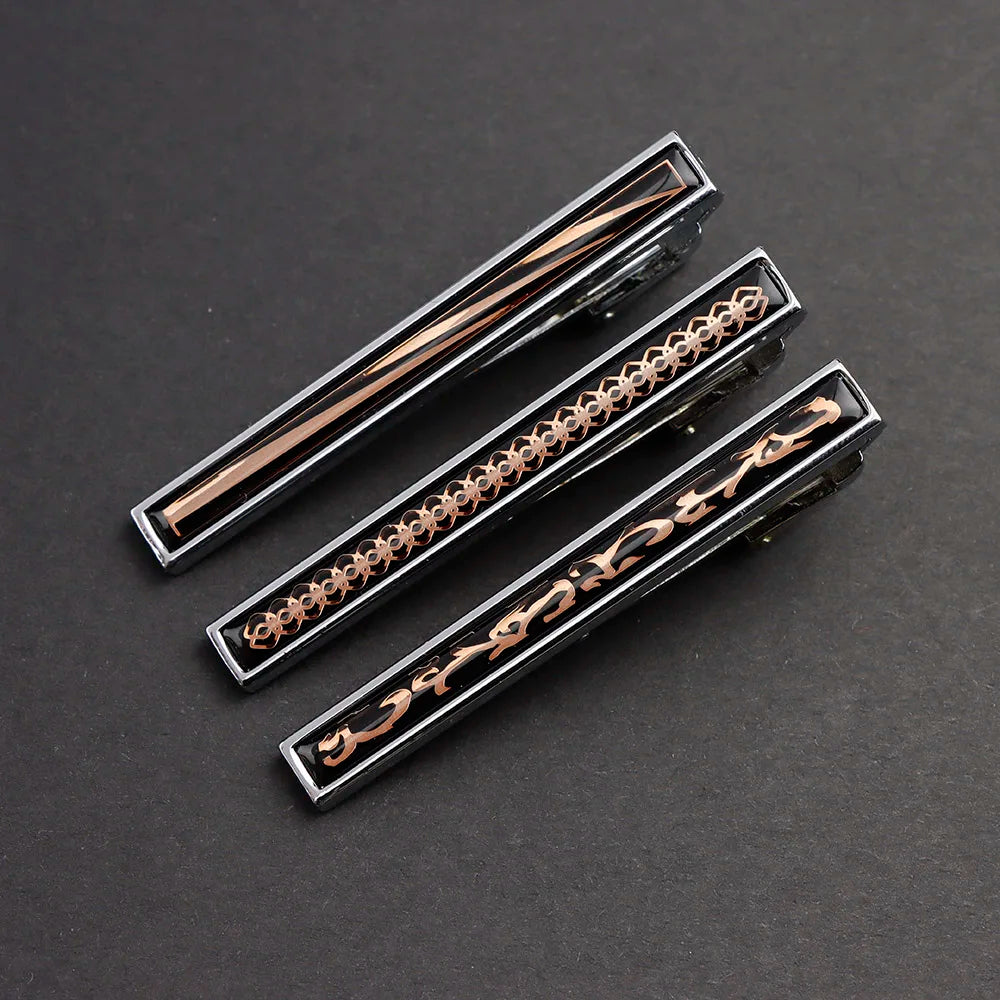 New High Quanlity Classic Golden Sliver 6cm Designer Metal Tie Clips Set Necktie Pin For Men Business Banquet Accessories Gift