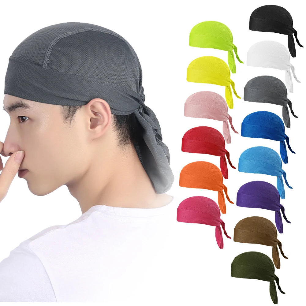 Sweat Wicking Cycling Headscarf Men Breathable Running Hiking Helmet Cover Elastic Bandana Comfortable Climbing Pirate Hat