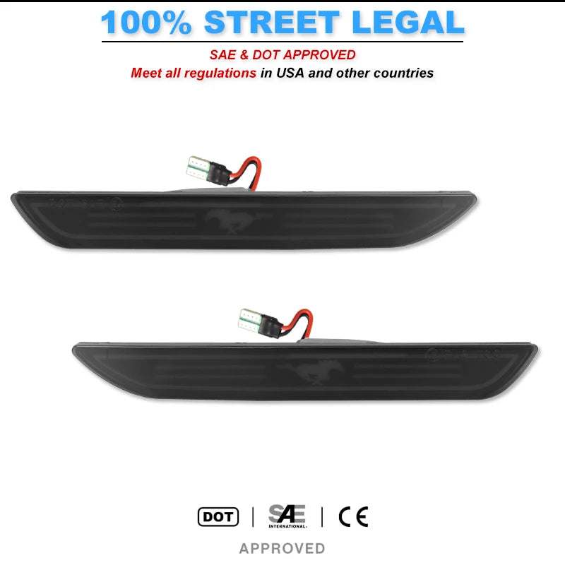 2Pcs Car Rear Red Sidemarker Lamps for Ford Mustang 2015 2016 2017 2018 2019 2020 2021 2022 LED Fender Side Marker Lights