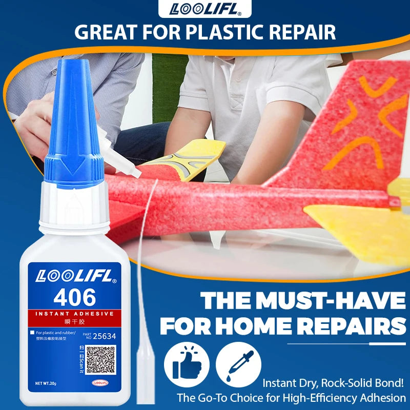 20g 406 High-Quality Cyanoacrylate Super Adhesive for Quick Repair,Suitable for DIY Repair of Wood, Plastic, Models, Metals, Etc
