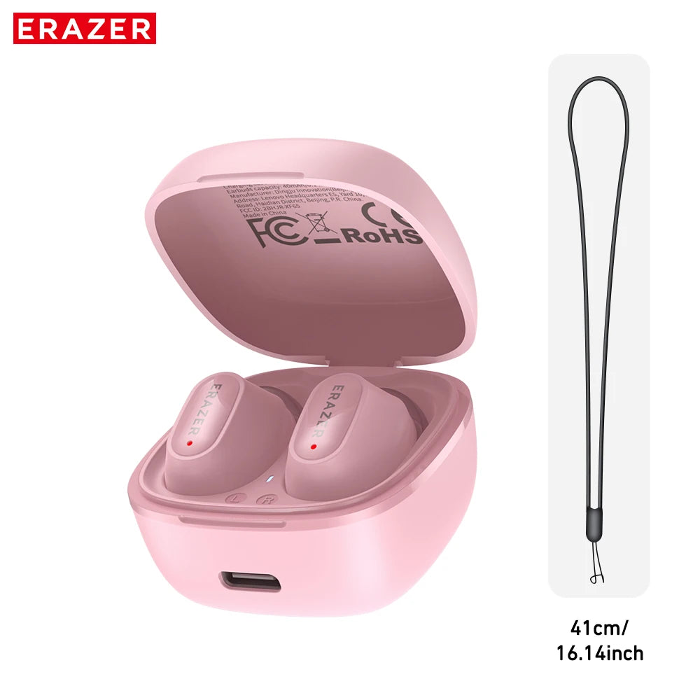 Erazer XF65 Bluetooth Earphones 135 Language AI translator Earbuds Low Latency Lanyard Long Battery Soft Wireless Headphones