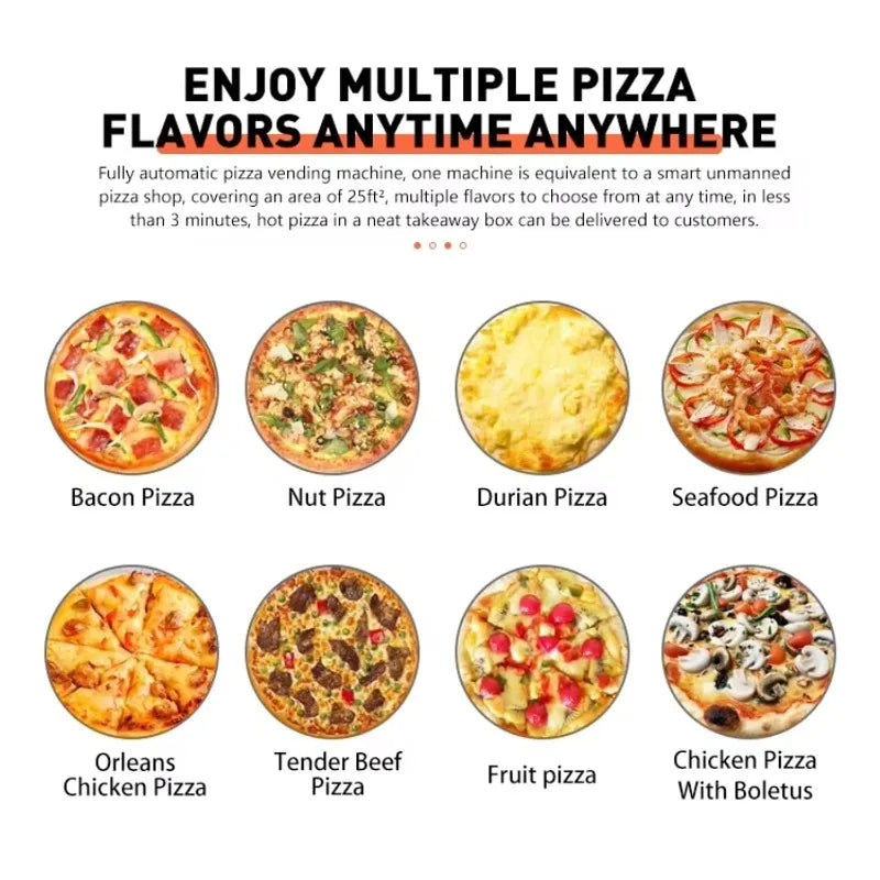 Automatic Pizza Vending Machine AI Smart Pizza Maker High Speed Heating Oven Touch Screen for Airport Station Office Customized