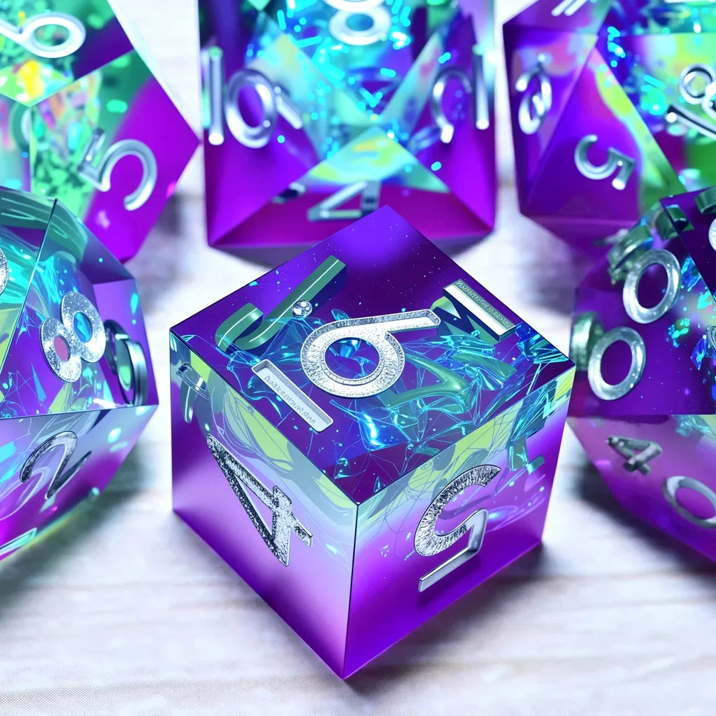 DND Resin Dice 7-Piece Set for Dungeons and Dragons DND 5e RPG Gift, Board Game Tabletop Role Playing Dice Game, Birthday Gift,