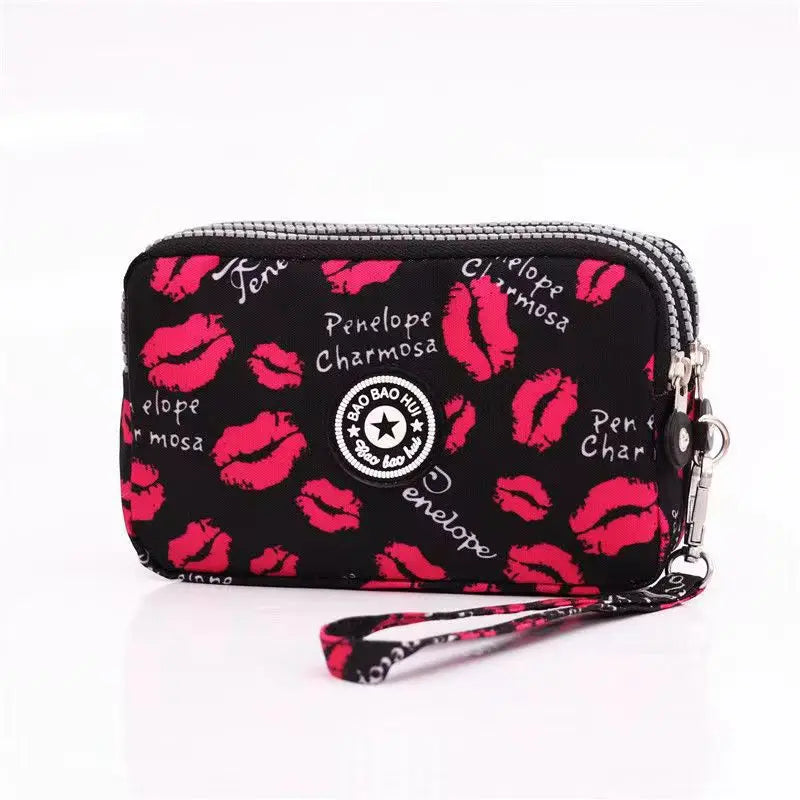 Stylish Jellyfish Print Triple Zipper Phone Bags, Compact Canvas Clutch Purse for Women’s Daily Essentials Casual Wallets Use