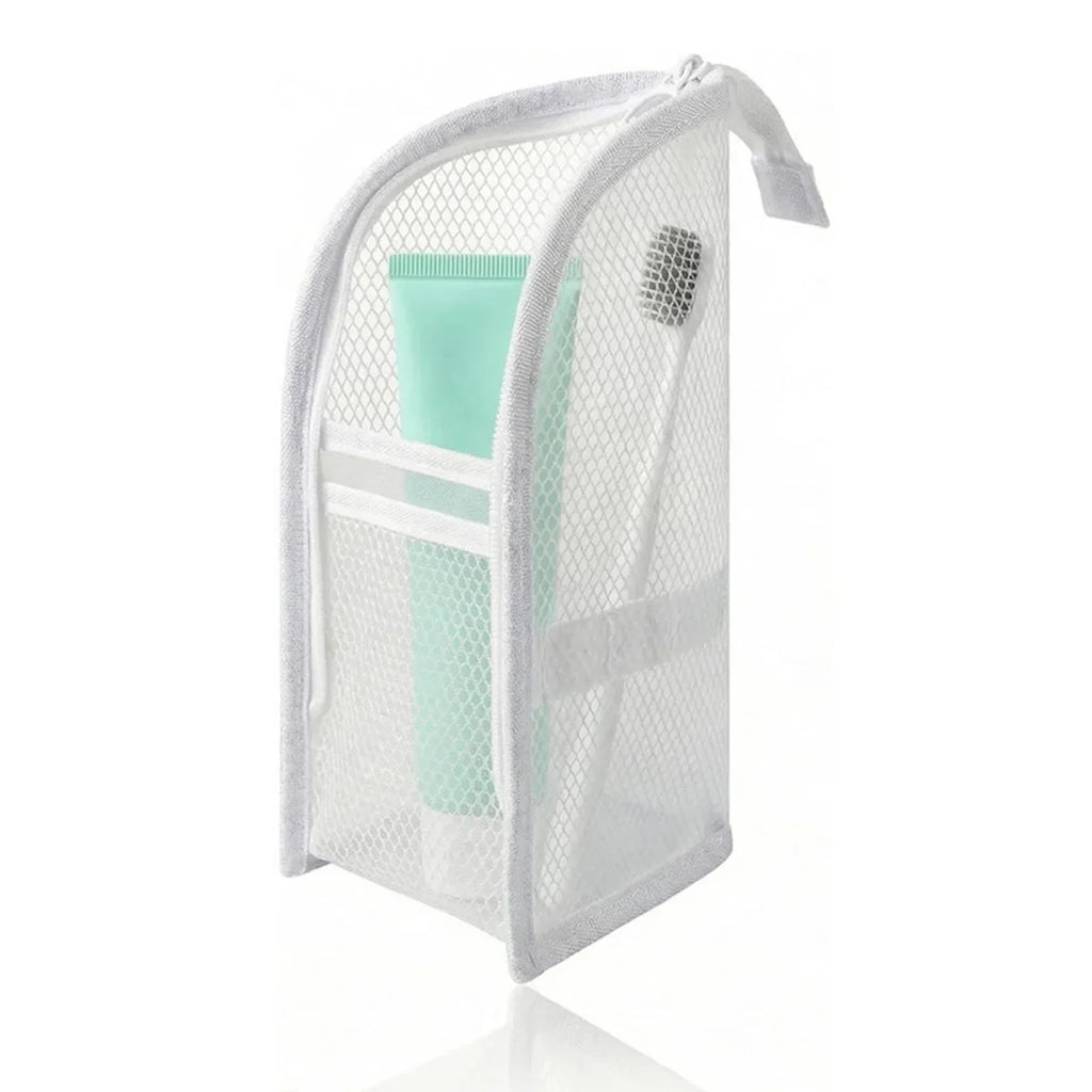 Large Capacity PVC Cosmetic Bag Waterproof Space Saving Toothbrush Toiletry Pouch Zipper Closure Vertical Design