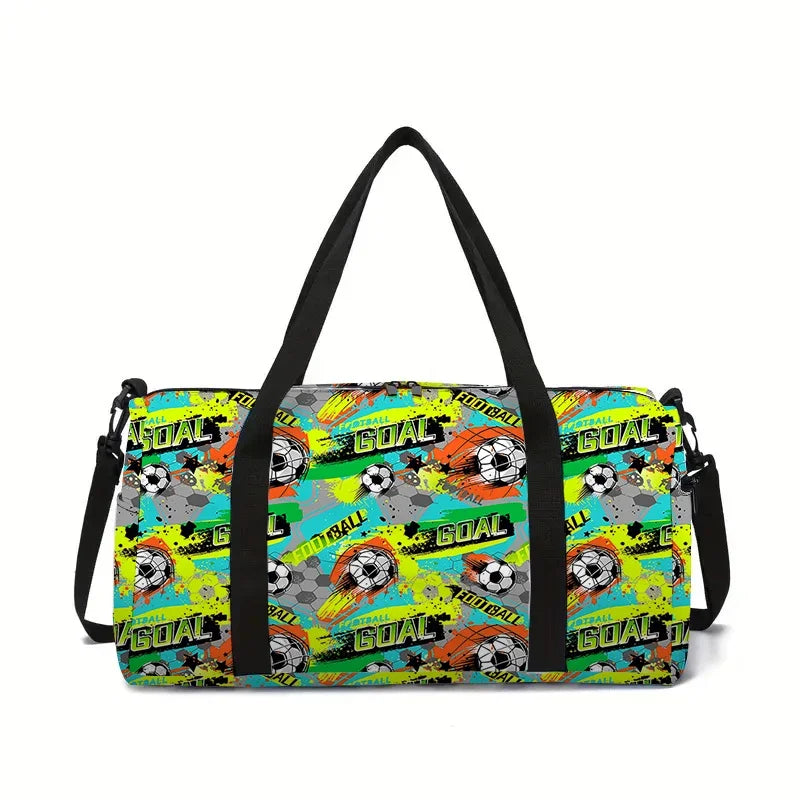 Jumping Football Large Capacity Luggage Bag  For Boy And Girls Best Gifts 2D Flat Cartoon Travel Duffels Hand Bag For Children