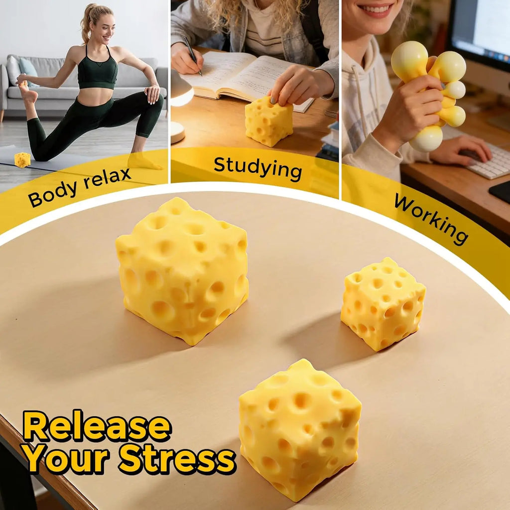 Cheese Squishy,Cheese Block Squeeze Gifts,Squishies Stress Relief Fidget Gift,Stocking Stuffer Novelty Gift for Birthday