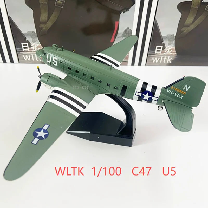 Diecast 1/100 Scale C47 C-47 J8 CU L4  U5 Transport Aircraft Airfreighter Conveyor Plane Military Airplane Model