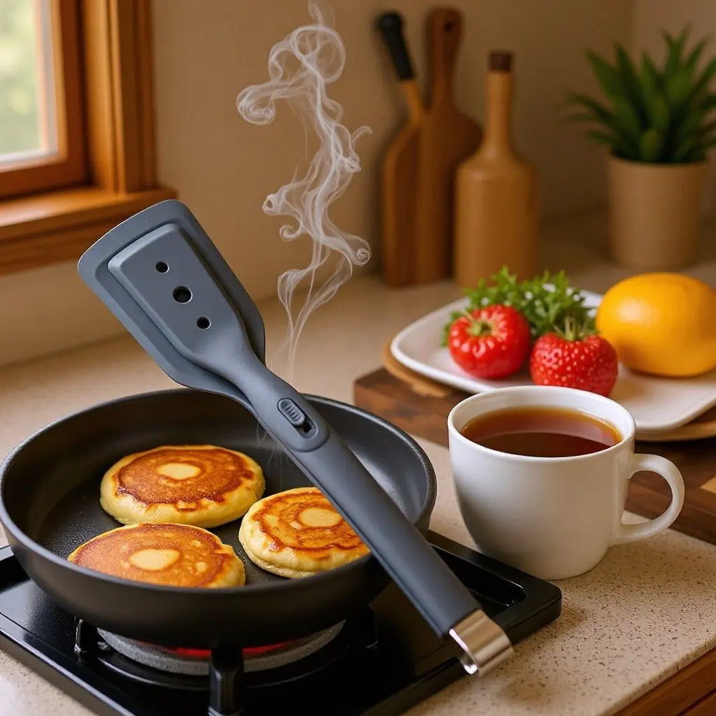 Silicone Spatula with Locking Clip, 2-in-1 Steak Tongs for Grilling Fish and Roasting Meat, Non-Stick Pan Cooking Tool