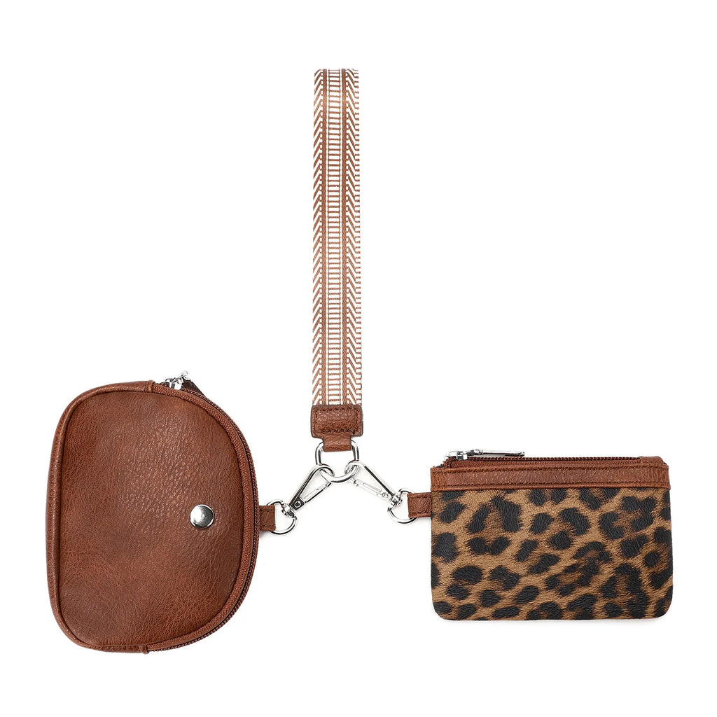 Pomelo Best Women Wristlet Wallet Leopard Cow Print PU Leather Coin Purse with Lanyard Key Card Holder