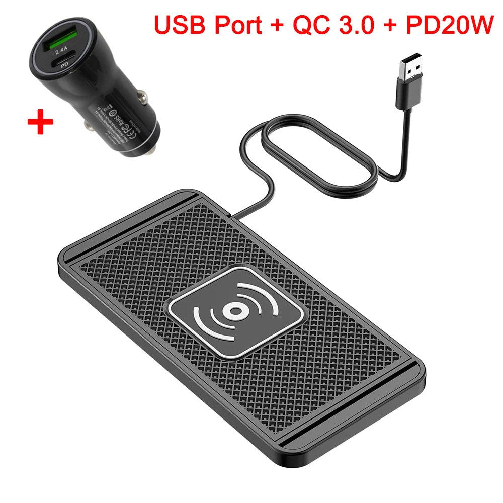 Car Wireless Charger Silicone Non Slip Pad for iPhone 15 14 13 12 Samsung Car Wireless Phone Chargers Fast Charging Station