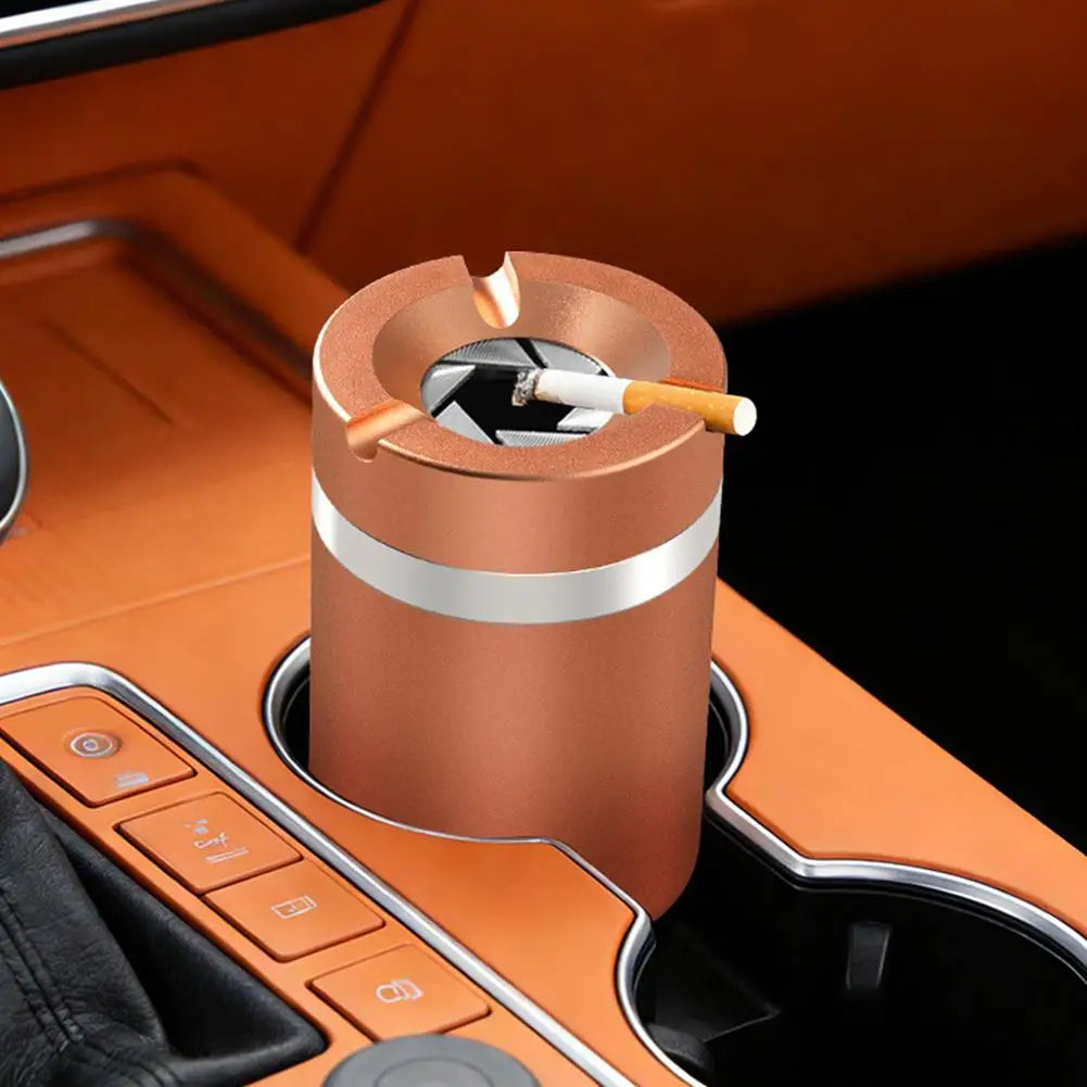 360° Stainless Steel Twist-Lock Ashtray, Windproof Odor-Proof & With Cigarette Holder for Car & Home, Smokeless Cigar Ashtray