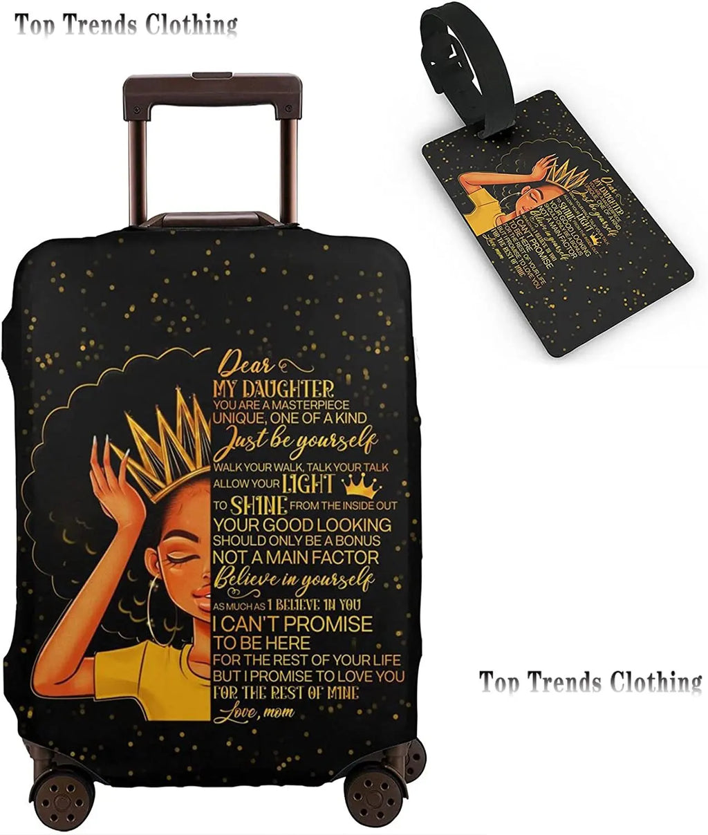 Travel Suitcase Protector African American Woman Elastic Protective Washable Luggage Cover With Concealed Zipper For 18-32 Inch