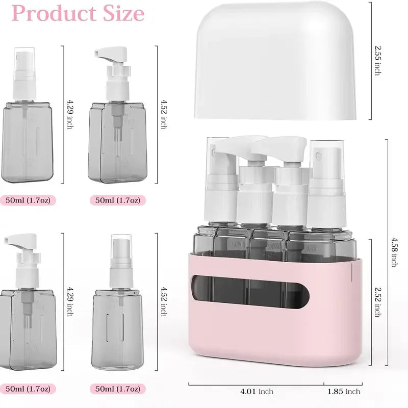 4 In 1 50ml Travel Bottle Set Combination Shampoo Shower Gel Hand Wash Lotion Spray Empty Bottle Travel Kit Accessories