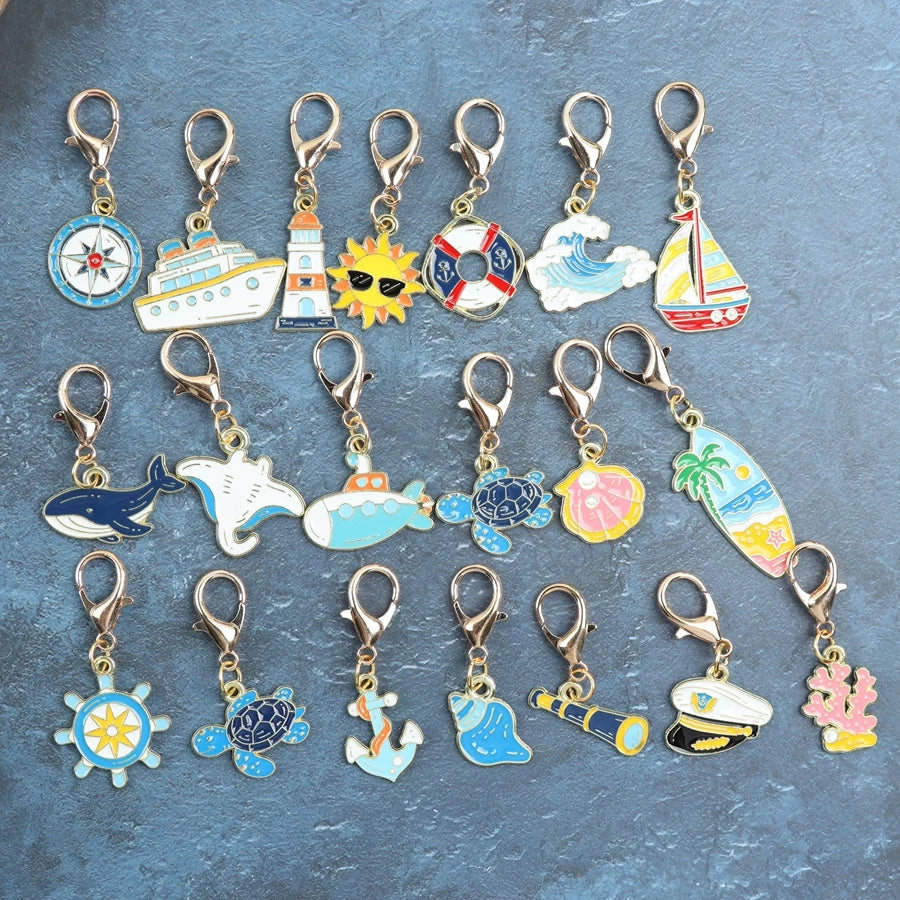A set of 20 ocean travel keychain sets featuring fun ocean-themed keychains.
