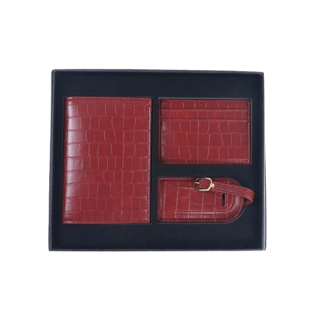 Customized name PU leather luggage tag card bag passport bag gift box zero wallet card bag anti-loss card portable gift