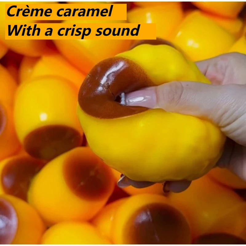 Crispy Sound Caramel Pudding Squeezing Toy Homemade DIY Handmade Squeeze Ball Non-rebound Stress Relieving Toy for Gift