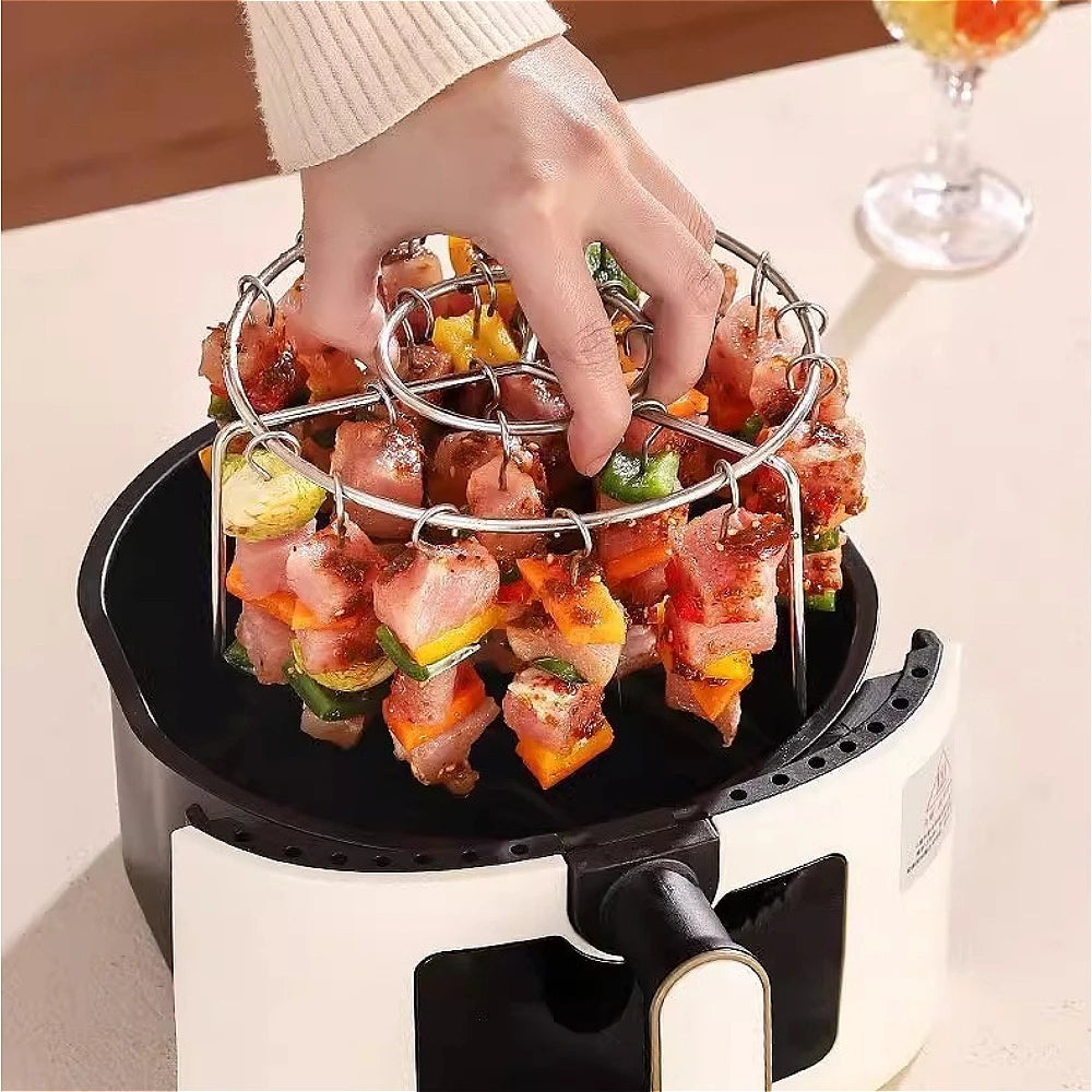 Detachable Vertical Grill Skewer Holder Stainless Steel Support Frame Suitable for 12/24 Barbecue Skewers for Air Fryers Use