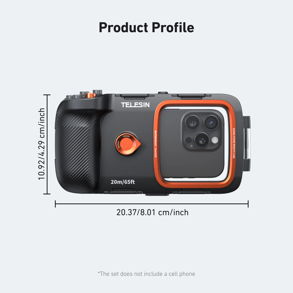 TELESIN Underwater Snorkeling Diving Phone Waterproof Case Universal Underwater Photo & Video Diving Housing Handle Grip