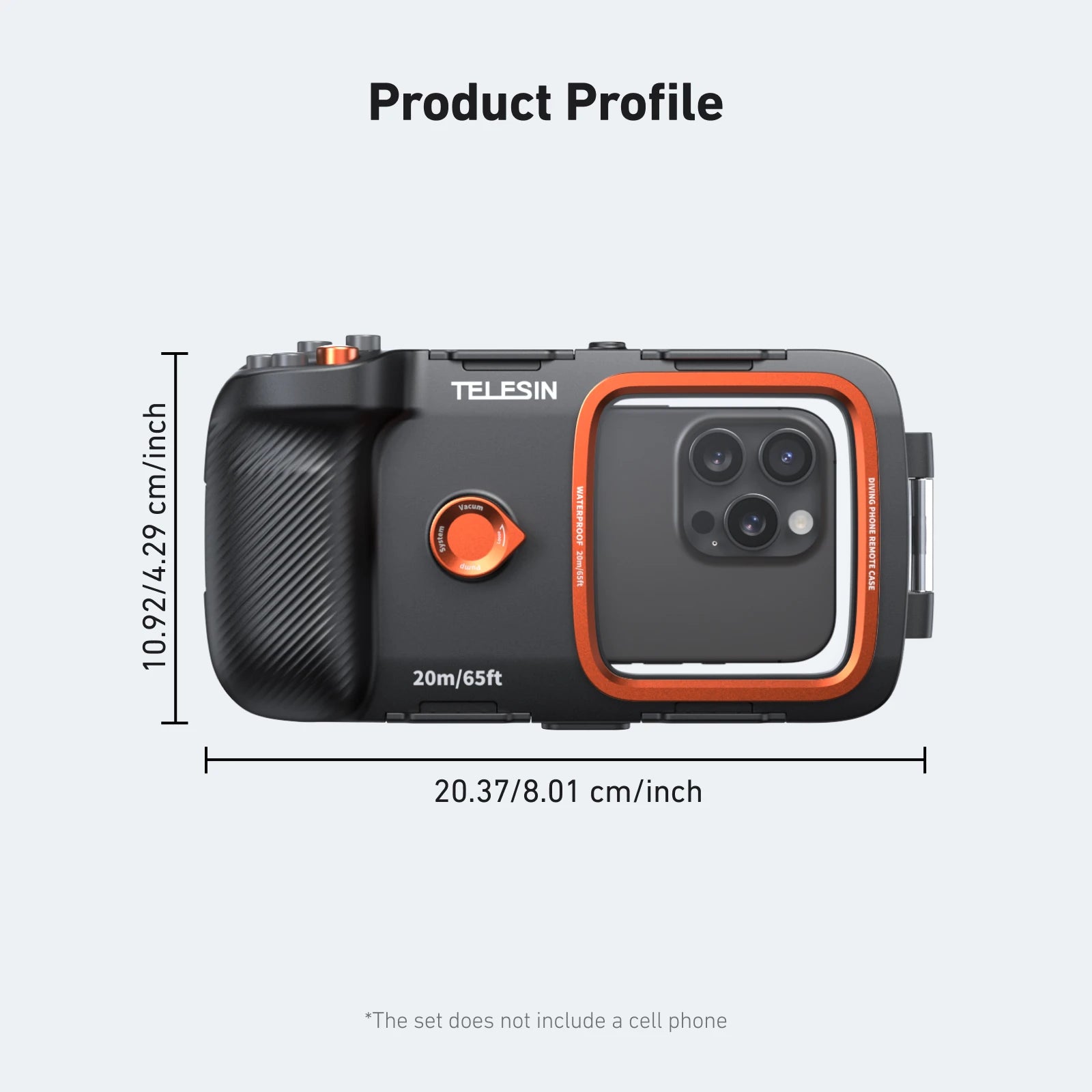 TELESIN Underwater Snorkeling Diving Phone Waterproof Case Universal Underwater Photo & Video Diving Housing Handle Grip