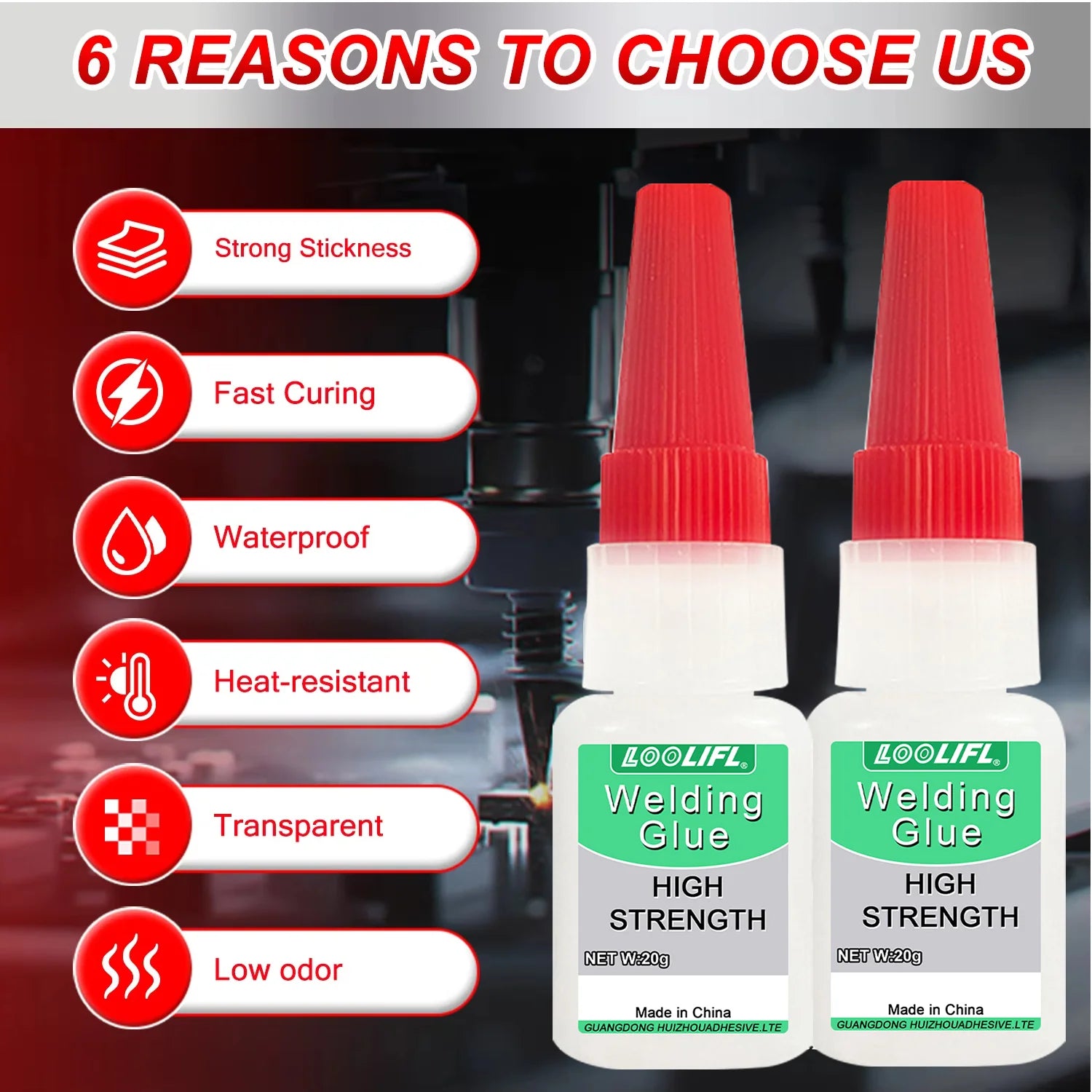 LOOLIFL Super glue 8PCS Welding High Strength Oily Glue Universal Superglue Mighty Instant Glue for DIY Ceramic Metal Glass 20g