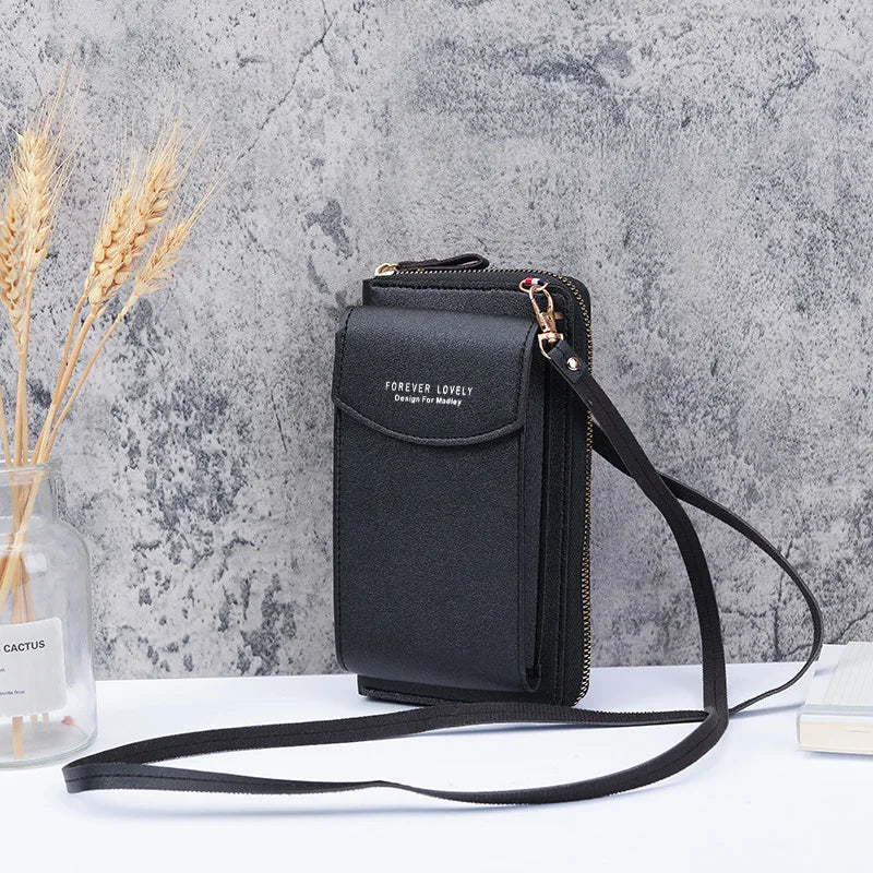 Sweet Mobile Phone Bag Women's Portable Versatile Zipper Small Messenger Bag Multi-function Large-capacity Change Card Bag