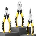 3pcs 6In Long Nose/Needle Nose/ Industrial Grade Pliers Suitable For Indoor And Outdoor Repair Work, Steel Cutting, Wire Cutting