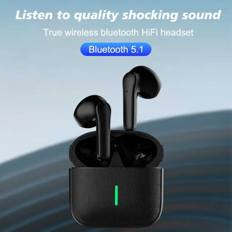 JS59 Wireless Earphones Bluetooth Headphones  5.3 Leather Texture Portable Compact Semi-In-Ear Stylish Audio Accessory