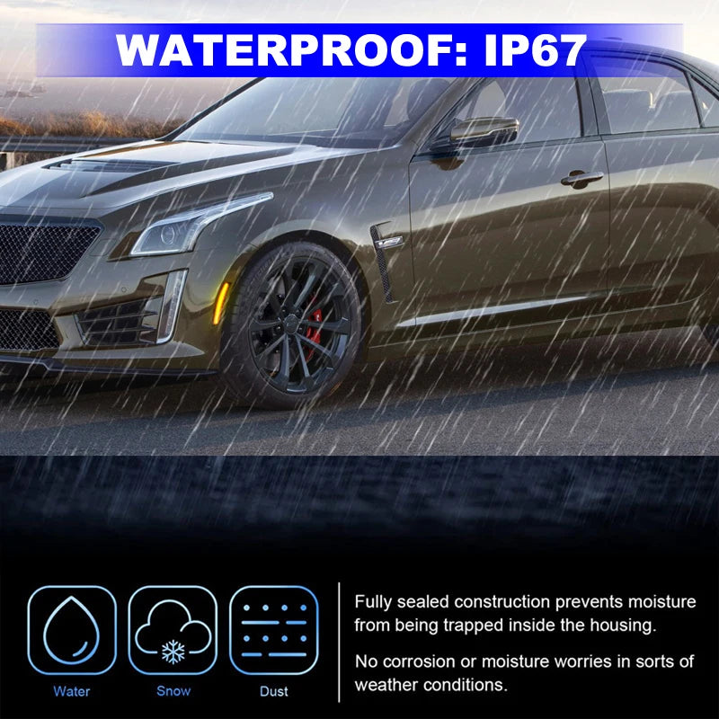 For Cadillac CTS 2014-2020 ATS 2015-2020 Smoked Lens LED Side Marker Reflectors Lamp Amber Front Side Fender Lights