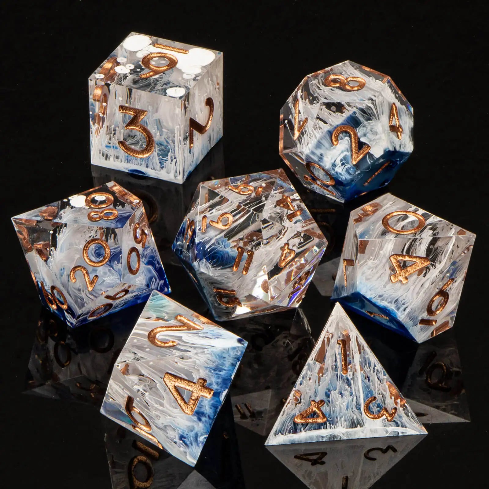 Resin Sharp Edged DND Dice, Handmade Dungeons and Dragons Dice Set D&D, RPG Polyhedral D and D Dice Set for Role Playing Game
