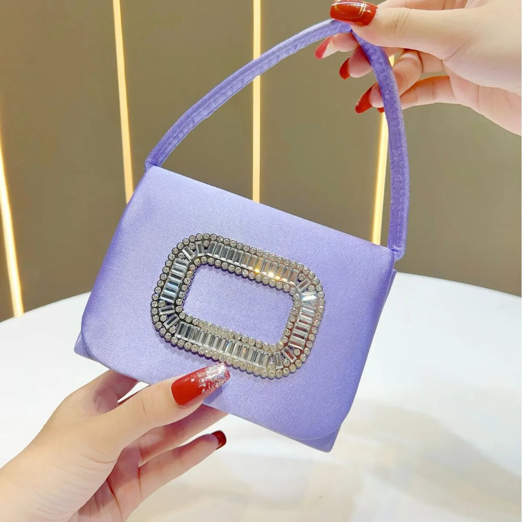 Luxury Mini Square Handbag Women’s Diamond Studded Evening Bag Elegant Shoulder Chain Wedding Party Purse Stylish Ladies Tote