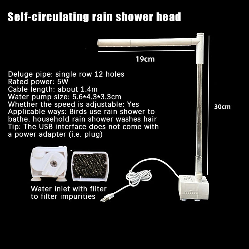 New Sale New Automatic Parrot Bird Bath Tub USB Electric Pet Circulating Water Bathtub Shower Fountain Pet Supplies