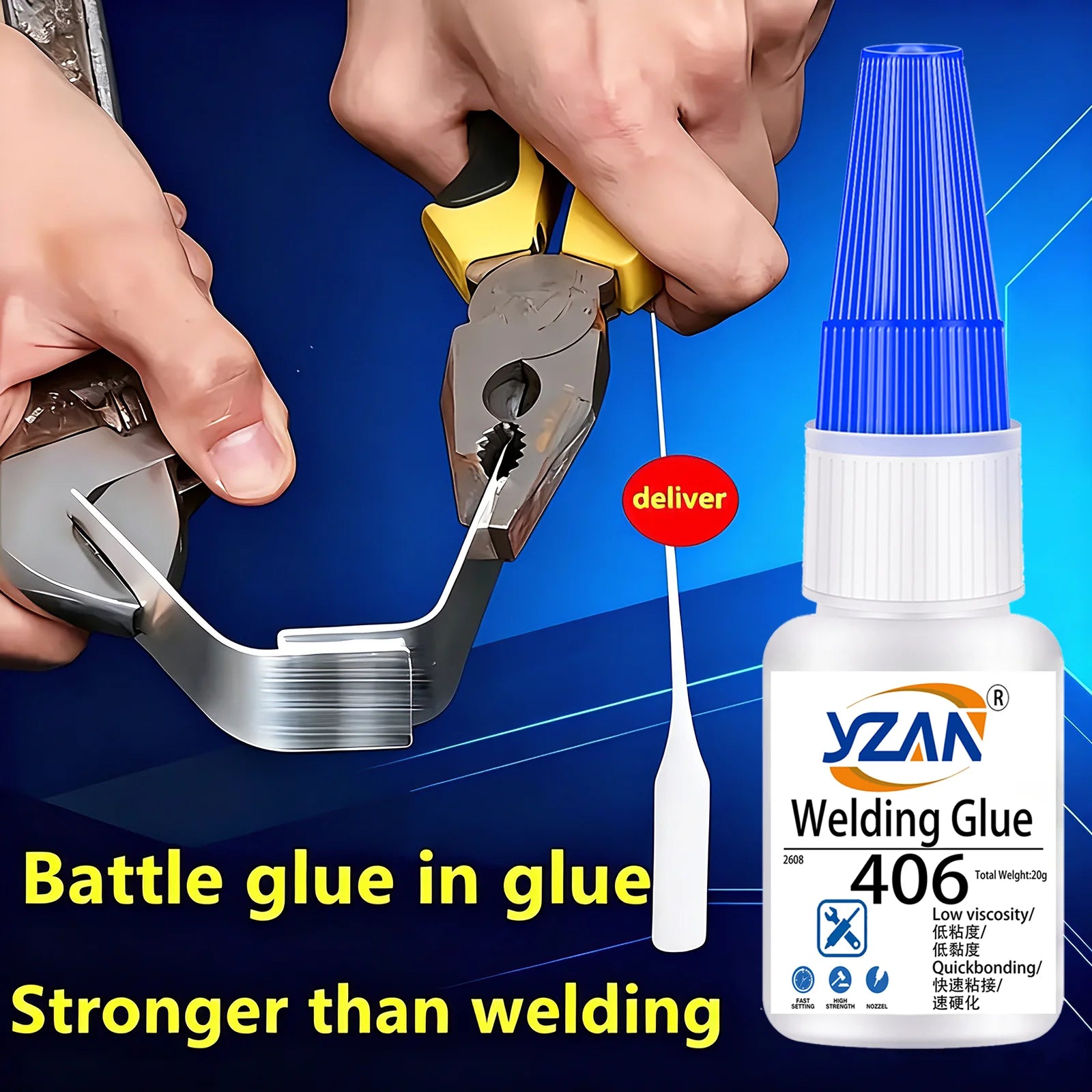 SuperGlue super strong adhesive, suitable for instant transparent adhesive of plastics, metals, wood, crafts, glass and ceramics