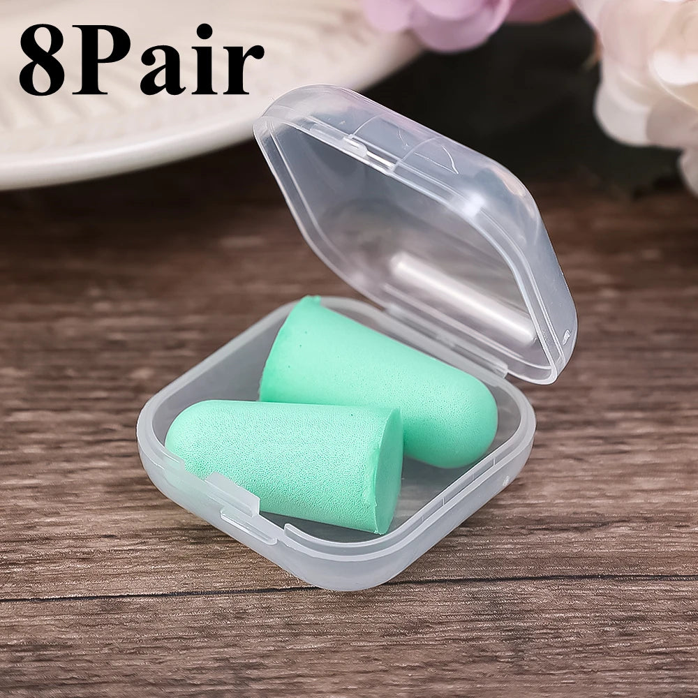 8Pair Soft Silicone Ear Plug Sound Insulation Ear Protection Earplug Anti-noise Plugs Foam Soft Noise Reduction with Storage Box
