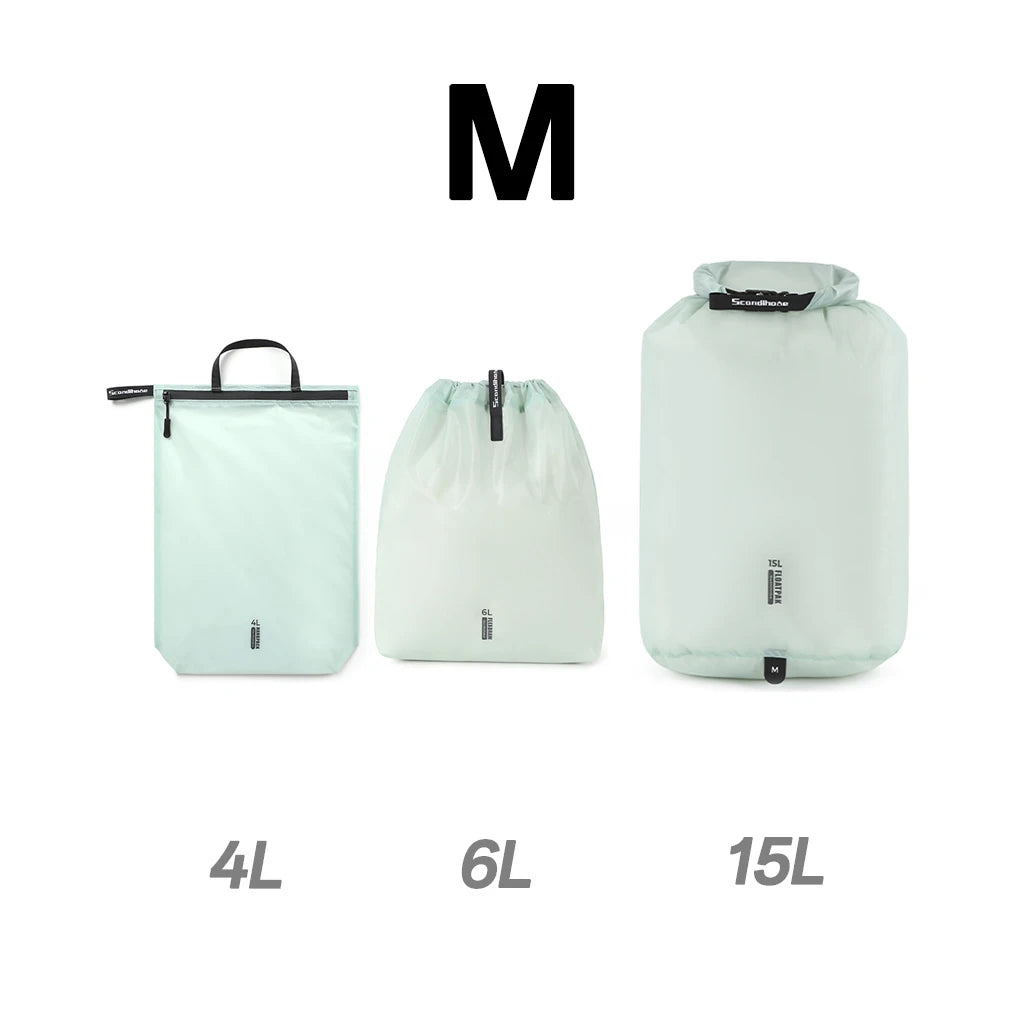 15D Nylon Waterproof Travel Bag IPX5 Ultra-light Dry Bag Drawstring Pouch Zipper Storage Case for Swimming Fitness Outdoor Sport