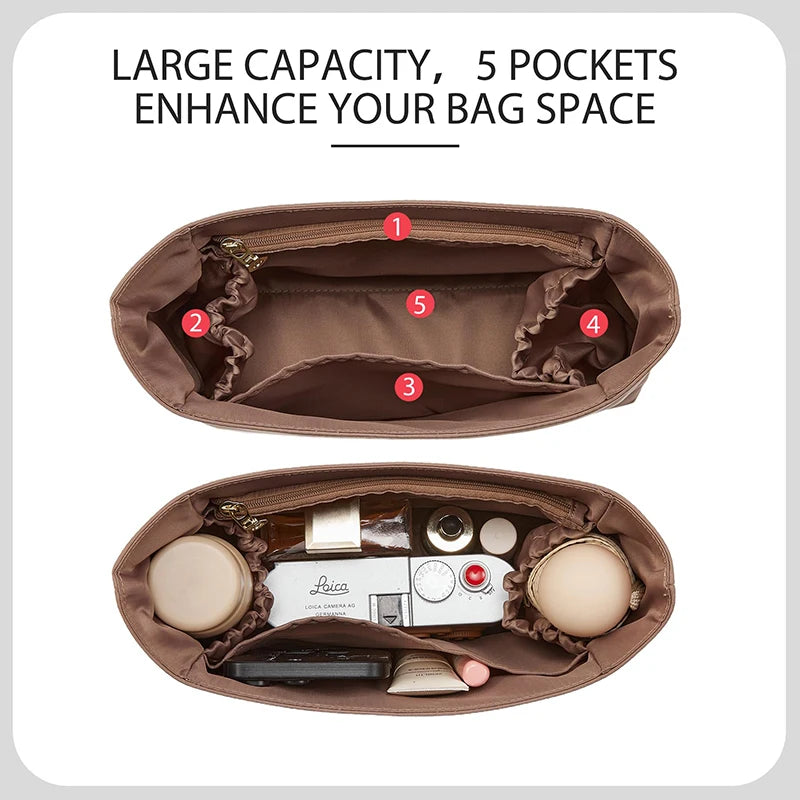 Nylon Purse Organizer Insert Custom-fit For Brooklyn 28 Lightweight Waterproof Handbag Shaper Protector with Zipper Pocket