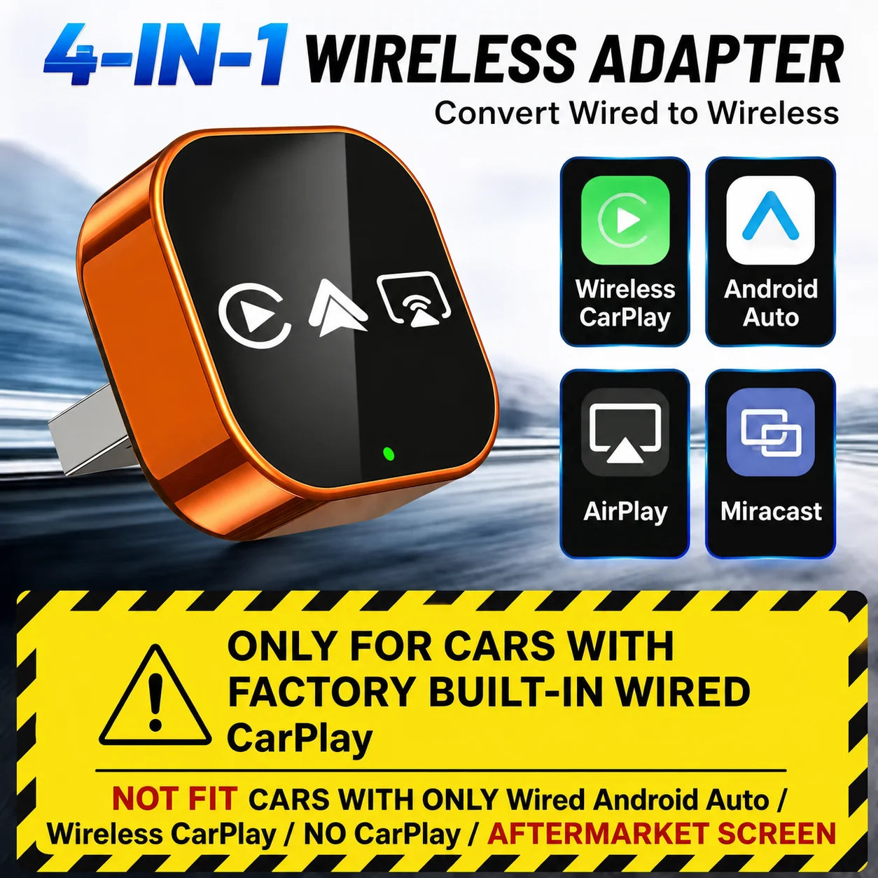 2026 4 in 1 Carplay Android Auto Wireless Adapter Smart AI Box Car OEM Wired To Wireless USB Dongle For Car with Wired Carplay
