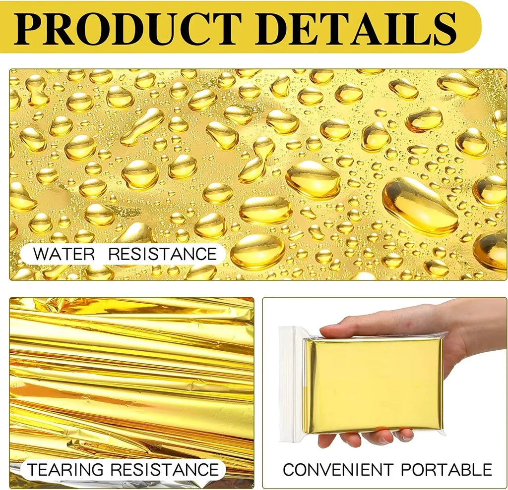 2/3/5/10Pcs Folding Emergency Blanket – Waterproof Windproof Sunshade for Camping & Survival