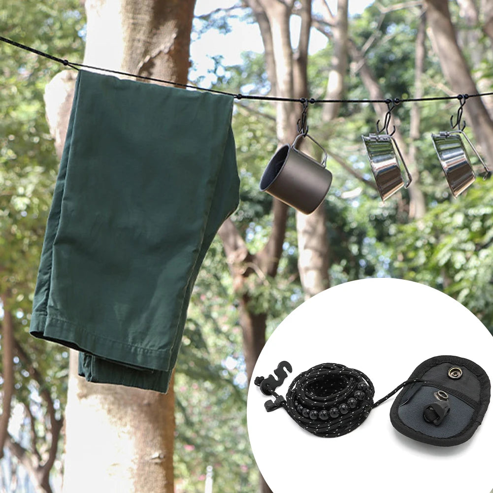 3 Meters Outdoor Clothesline Windproof Adjustable Clothes Rope Portable Storage Rope for Backpacking Hotel Travel Clothes Rope