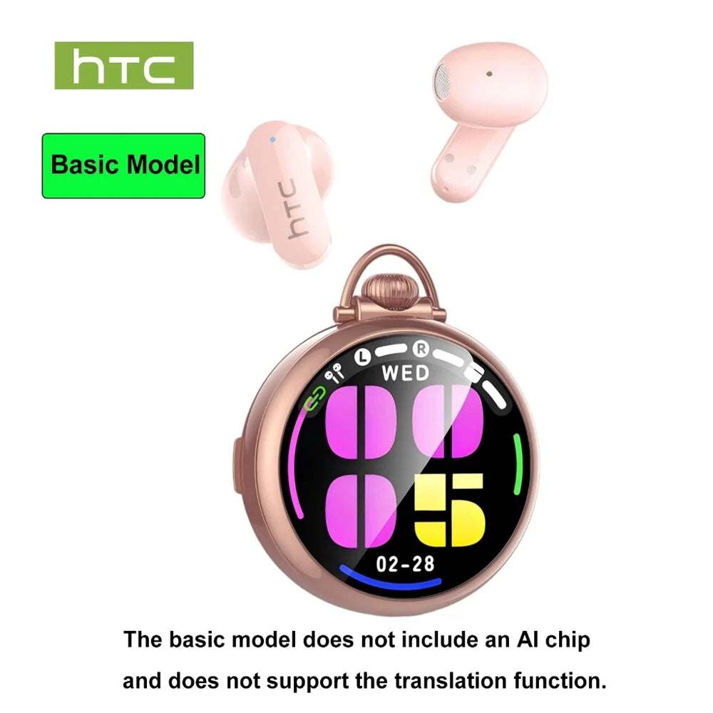 HTC NE71 Translation Earbuds Bluetooth Earbuds DIY Watch Face Smart LED Screen HiFi Sound Quality Noise Cancellation Technology