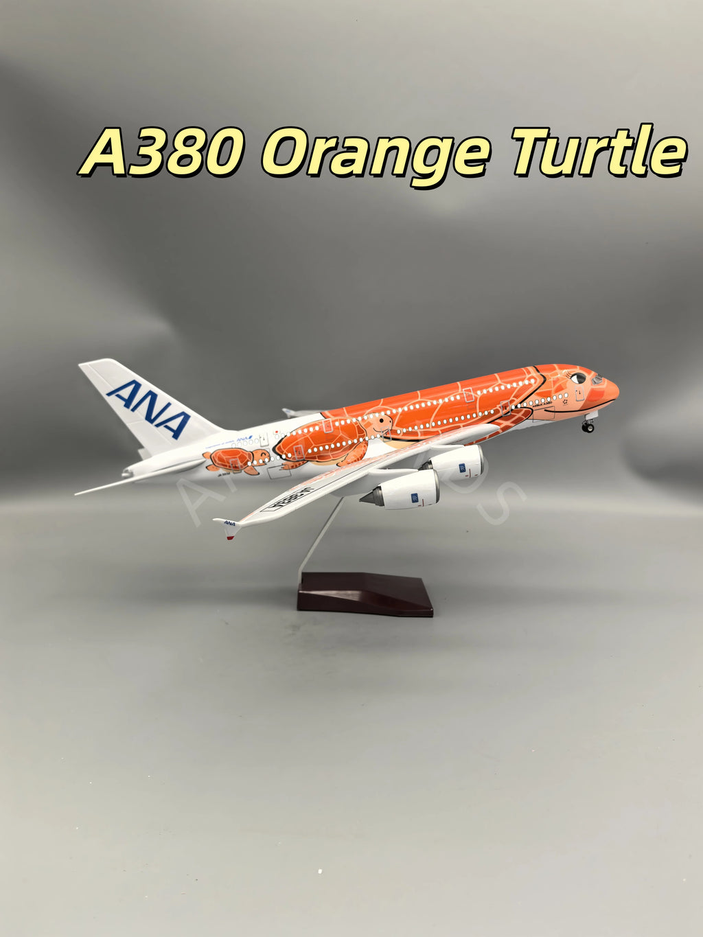 47cm A380 Sea Turtle Airlines Series Aircraft 1/160 Scale Resin 380 UAE painted Airplane Model Plane With LED & Wheel Ornament