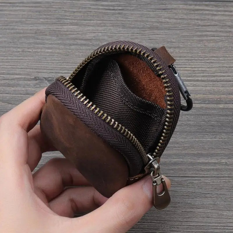 .Hot Sale-PU Leather Coin Purse Retro Small Zipper Pouch For Coins Earphones Accessories Bag Pendant