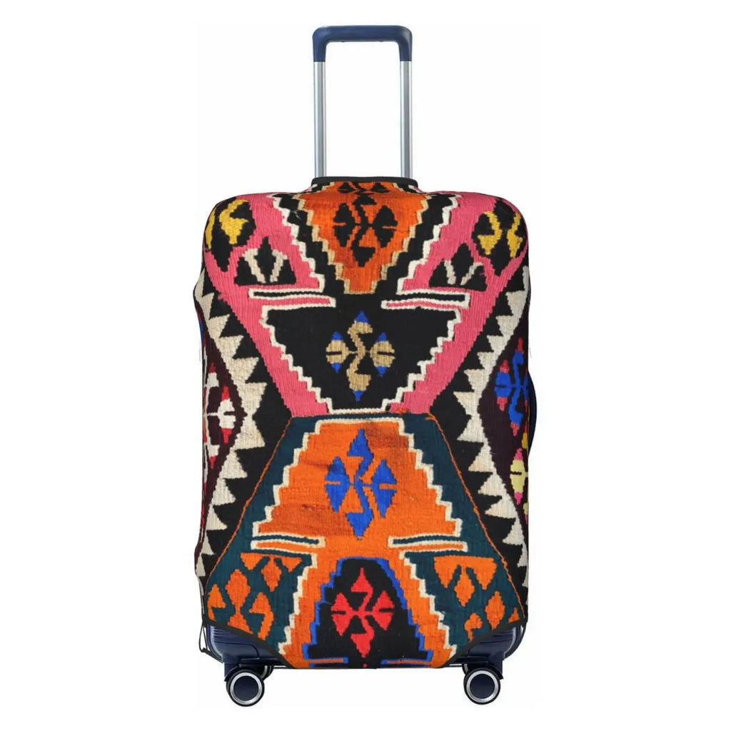 Vintage Turkish Kilim Suitcase Cover Washable Bohemian Geometric Diamond Tribal Ethnic Art Luggage Covers Protector