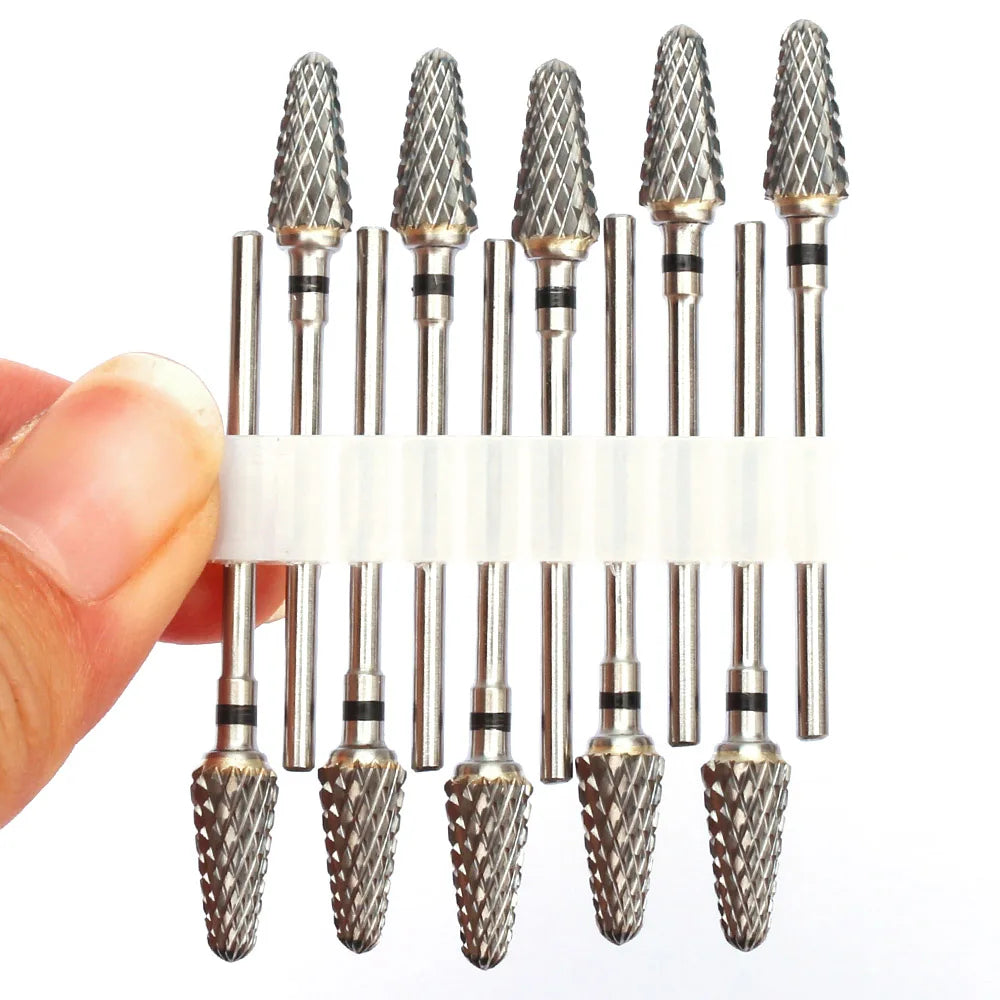 10pc Carbide Manicure Drills Nail Drill Bits Set Milling Cutters Kits Gel Polish Remover Files Electric Burr Tools Accesstries
