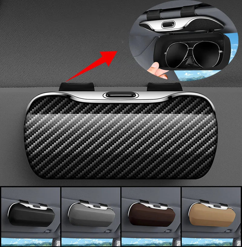 Universal Car Sunglasses Holder Clip On Sun Visor Glasses Case Anti Scratch Soft Lined ABS Box Fit All Vehicles